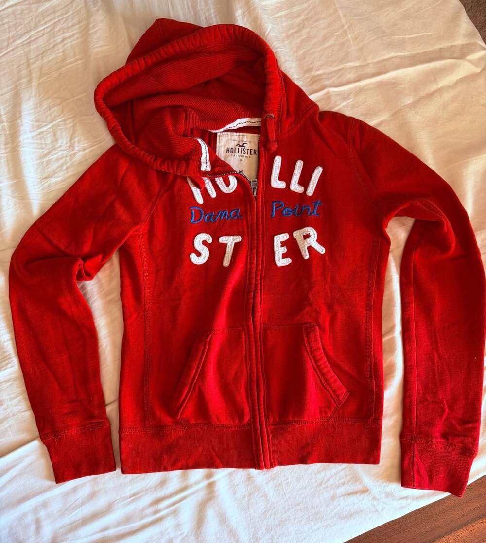 Hollister Dana Point Full Zip Hoodie Red Women's Medium